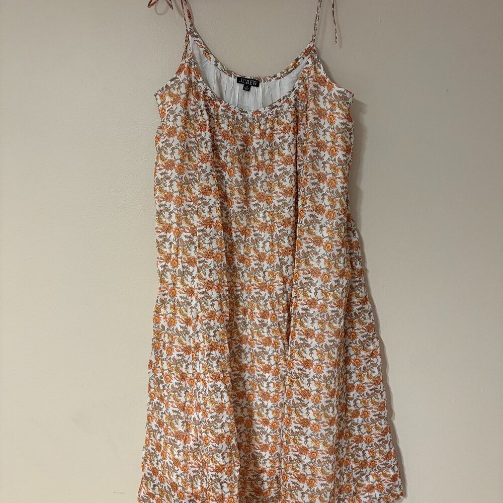 J.Crew Boho Floral Dress XL Natural Fiber Ramie Lined Midi Dress - #1